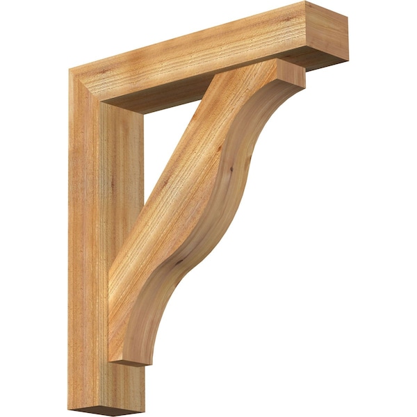 Ekena Millwork Funston Block Rough Sawn Bracket w/ Offset Brace, Western Red Cedar, 6"W x 28"D x 32"H BKT0604X28X32FST05RWR - main